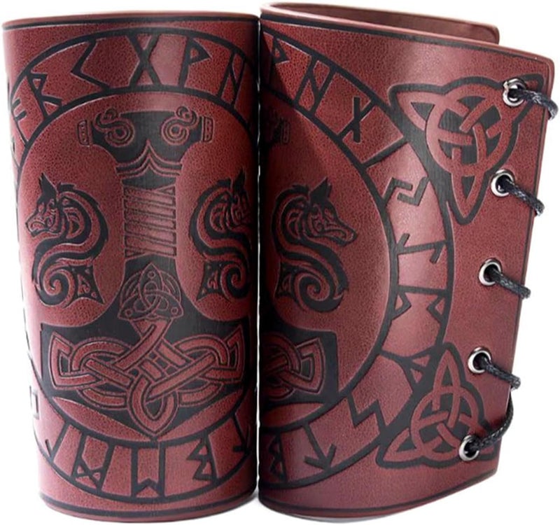 MioCloth Faux Leather Arm Guards Wristband, Medieval Gauntlet Viking Cosplay for Men Women Goth Accessories - Image 1